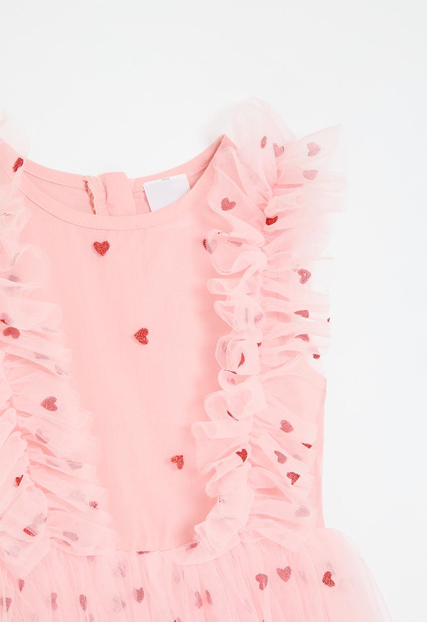 Pop Candy - Heart print tulle dress - pink & red