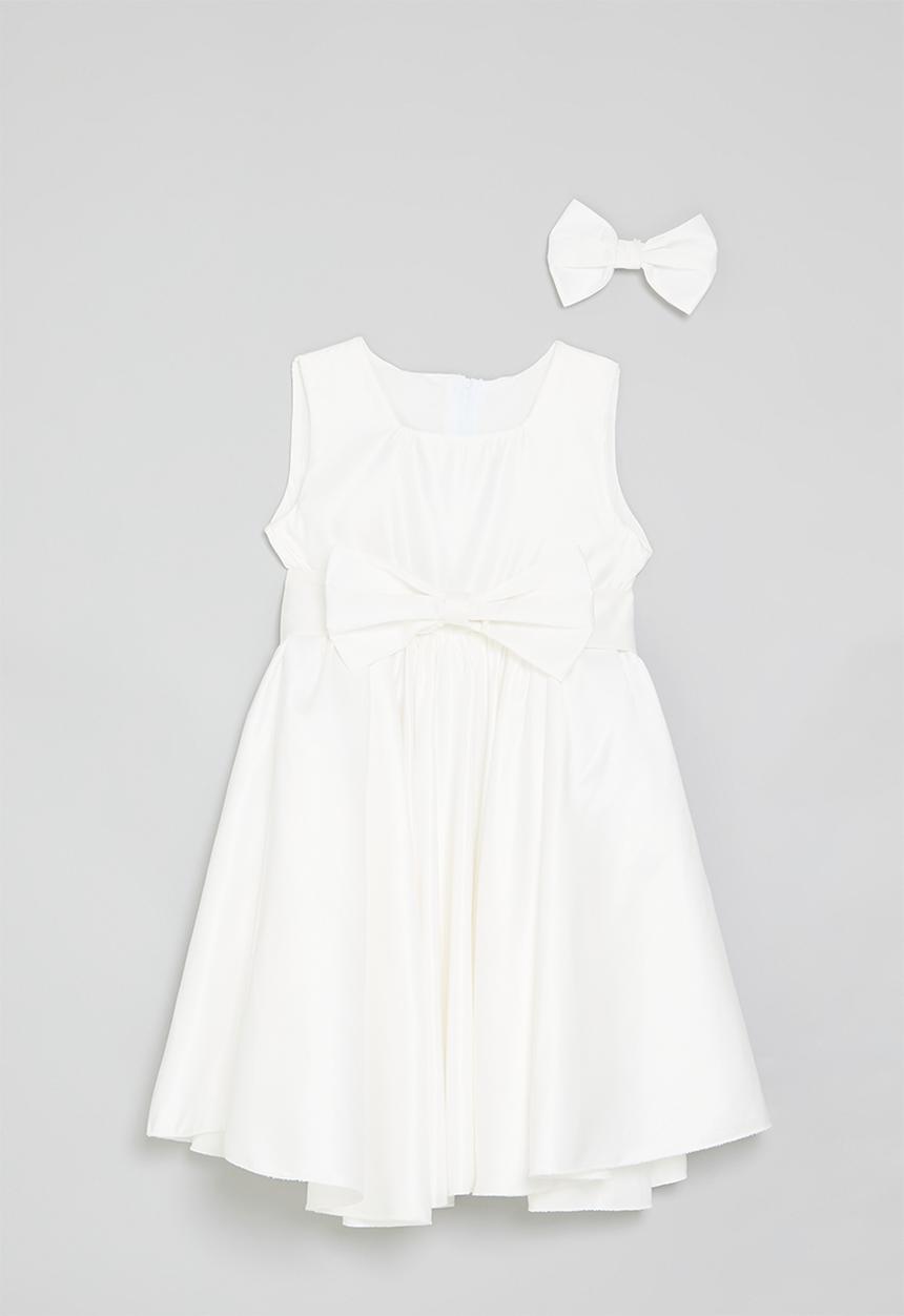 Pop Candy - Bow décor occasion dress-white