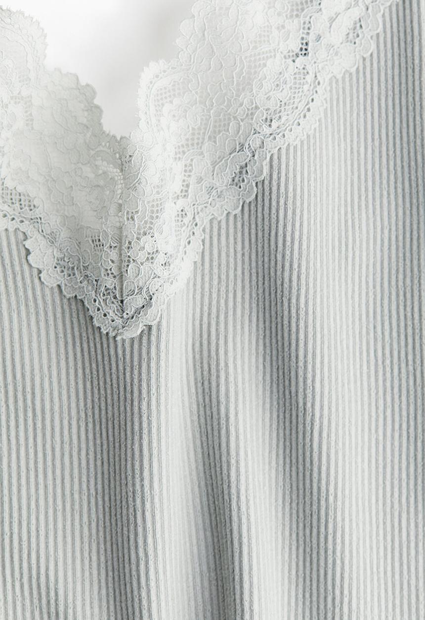 H&M - Lace-trimmed strappy top - light blue-grey