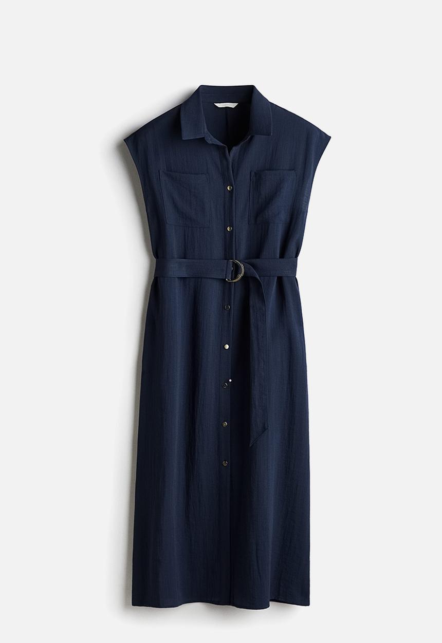 H&M - Belted dress - navy blue