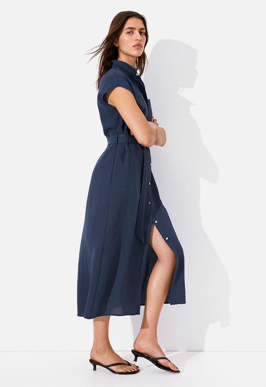 H&M - Belted dress - navy blue