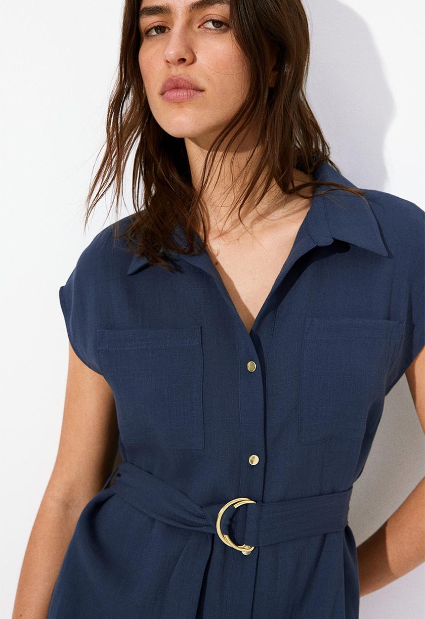 H&M - Belted dress - navy blue