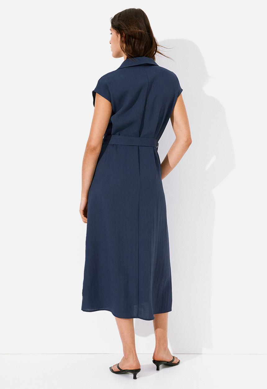 H&M - Belted dress - navy blue
