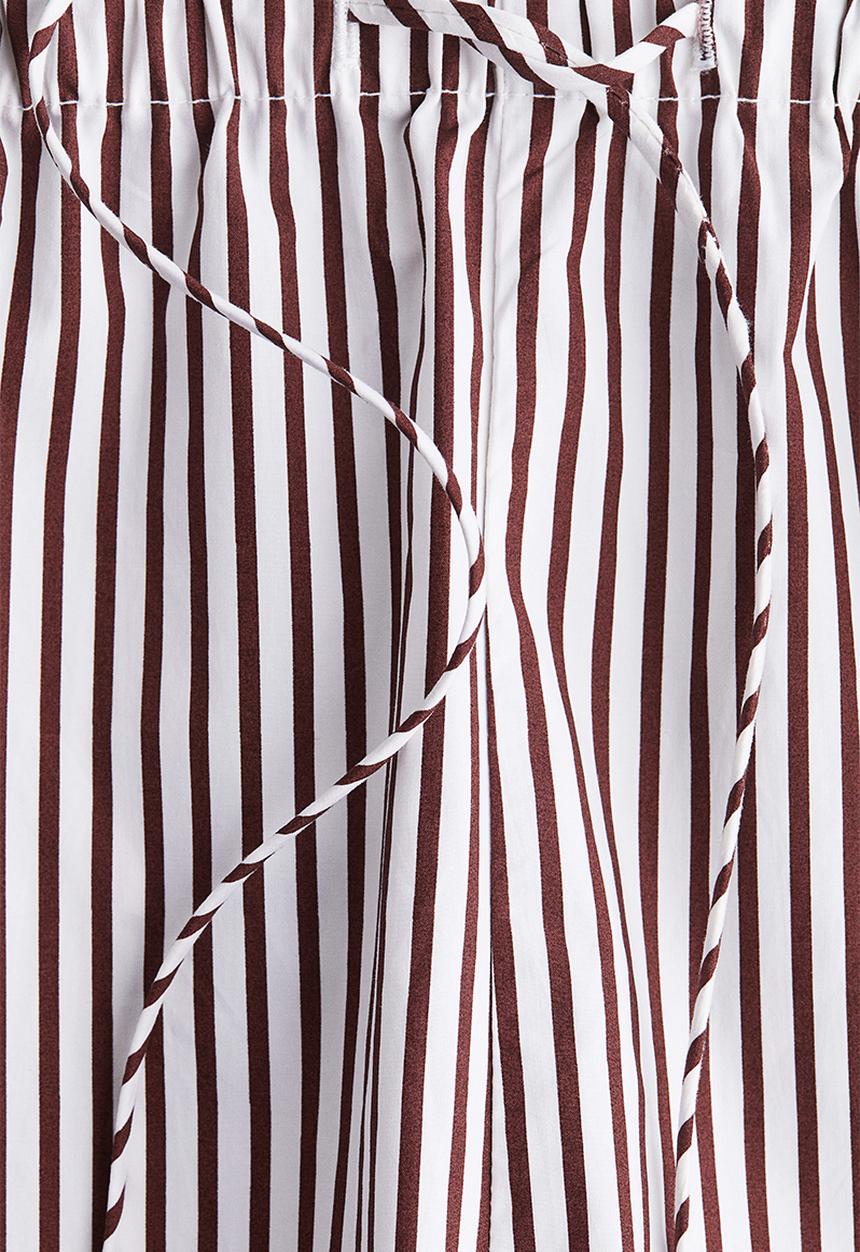 H&M - Cotton drawstring shorts - white/dark brown striped