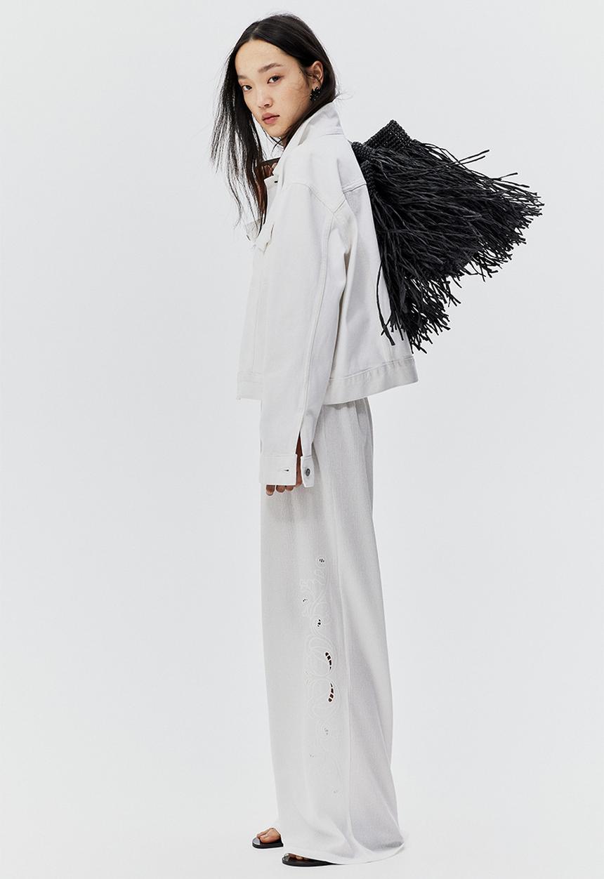 H&M - Wide broderie anglaise trousers - cream