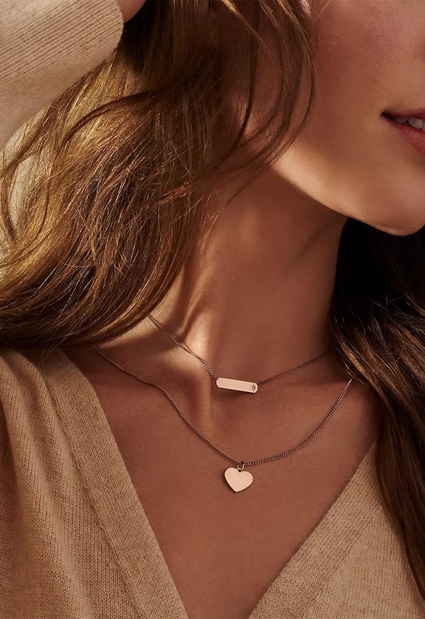 Fossil - Premium Jf03021791 Necklace - Rose Gold