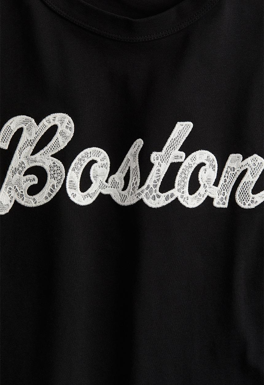 H&M - Text-motif t-shirt - black boston 