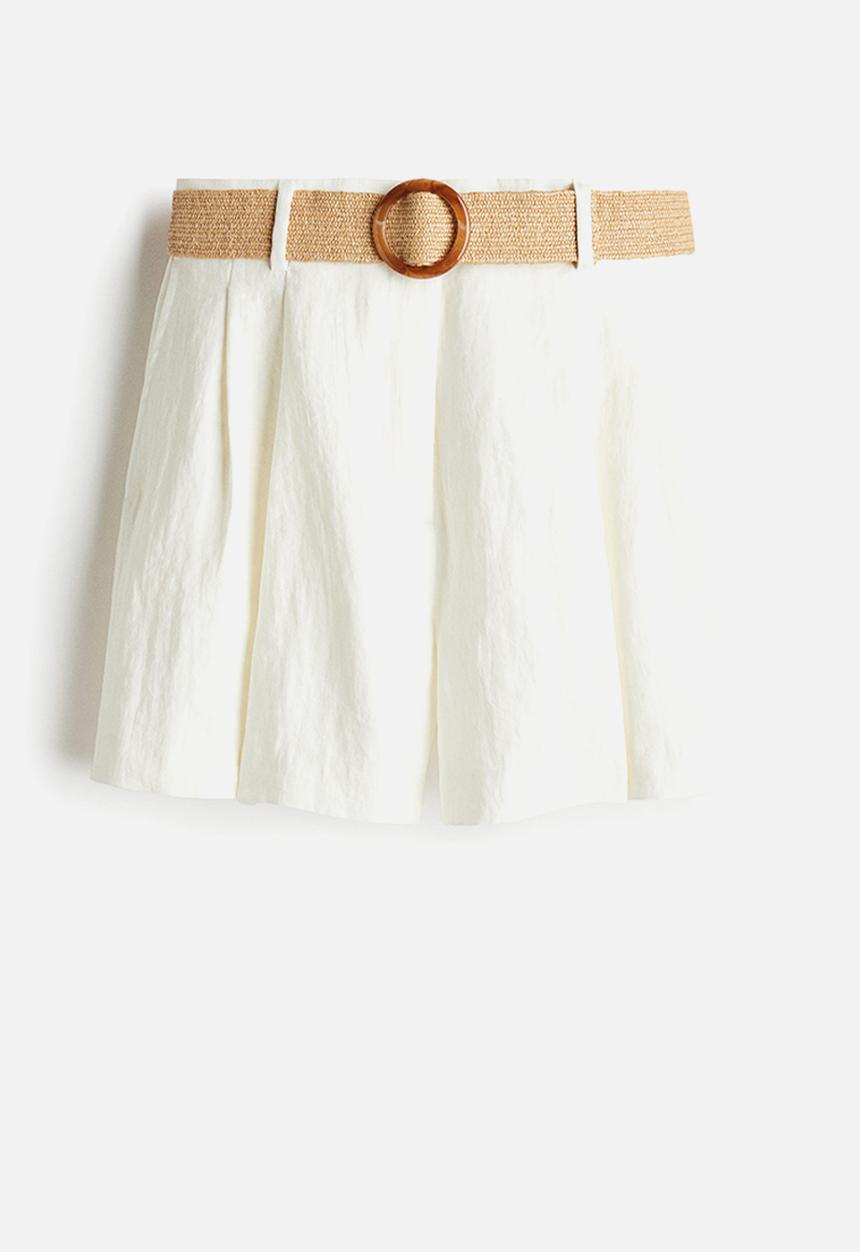 H&M - Belted shorts - white