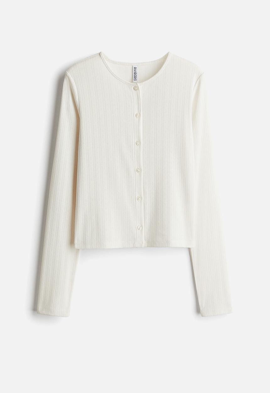 H&M - Pointelle jersey cardigan - white