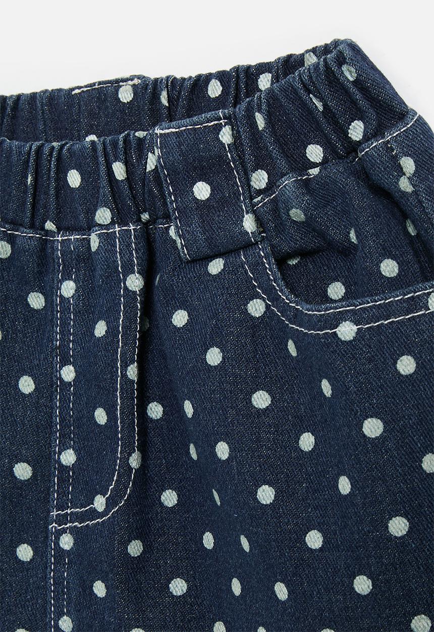 Pop Candy - Polka dot denim skirt - blue & white