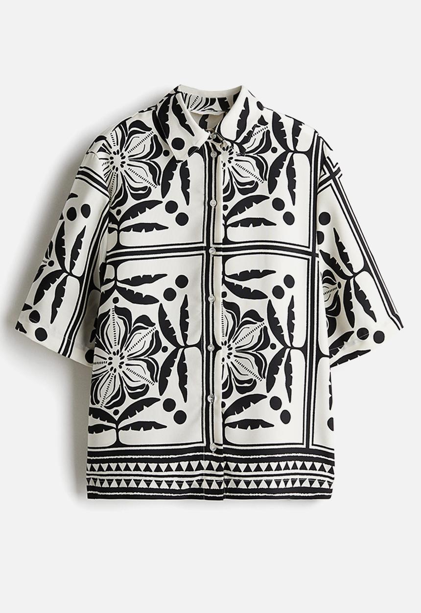 H&M - Twill shirt - white & black patterned