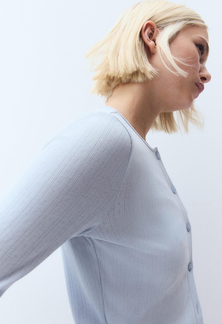 H&M - Pointelle jersey cardigan - light blue 