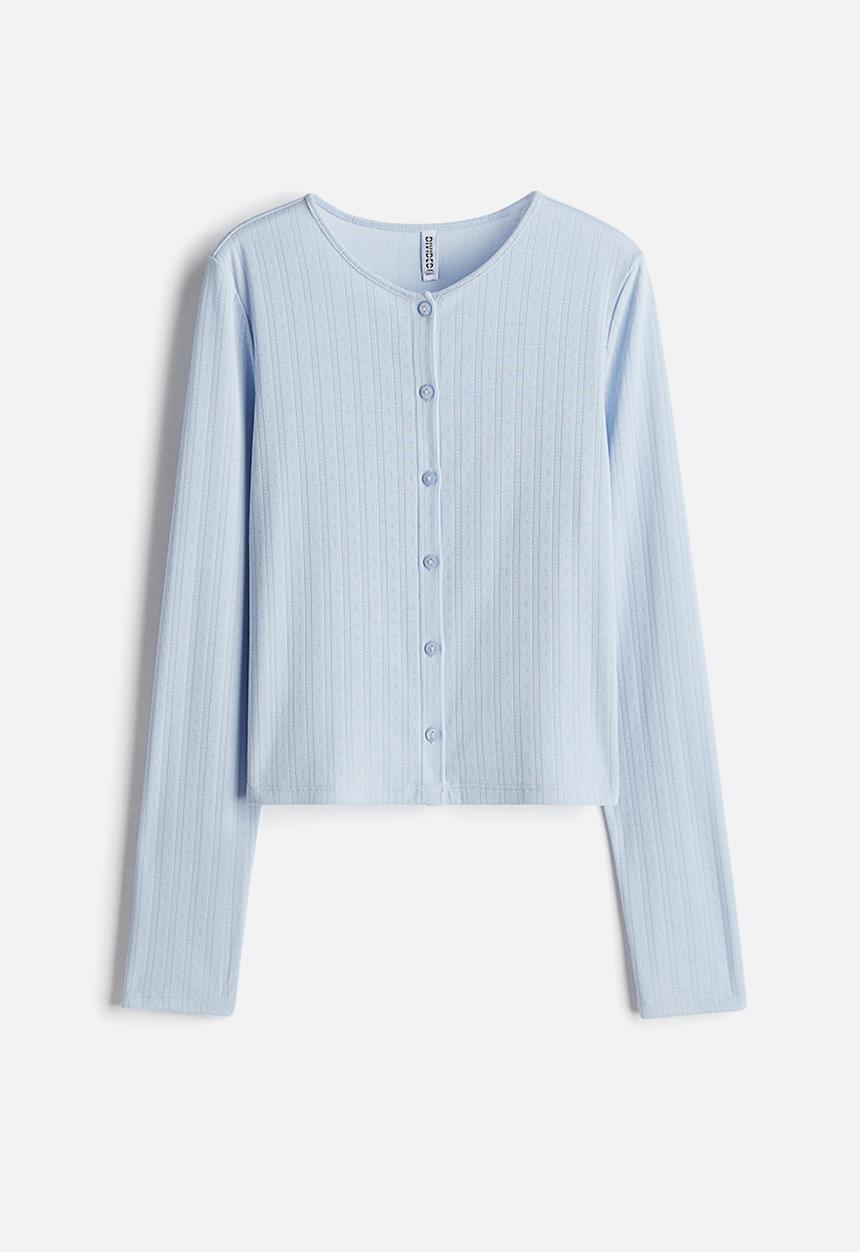 H&M - Pointelle jersey cardigan - light blue 