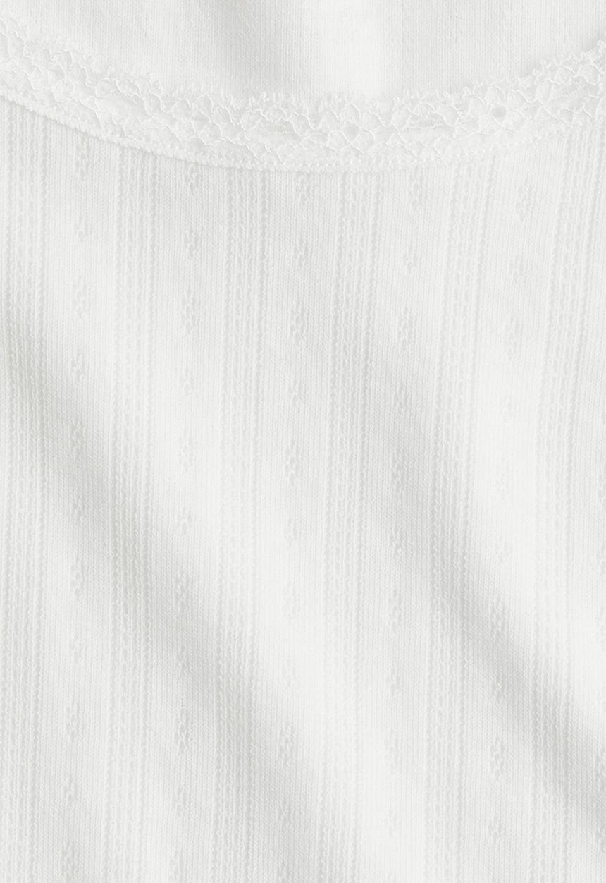 H&M - Lace-trimmed pointelle t-shirt - white