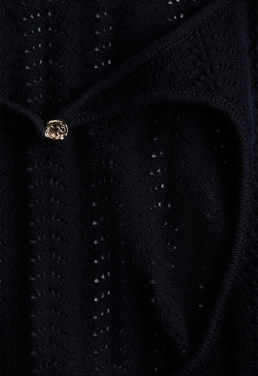 H&M - Open-back pointelle-knit dress - black