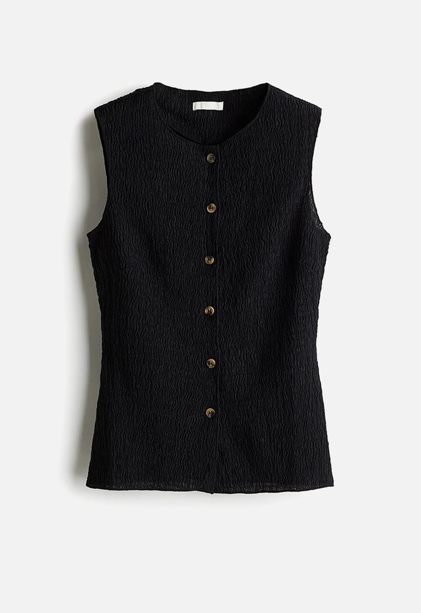 H&M - Textured jersey waistcoat - black