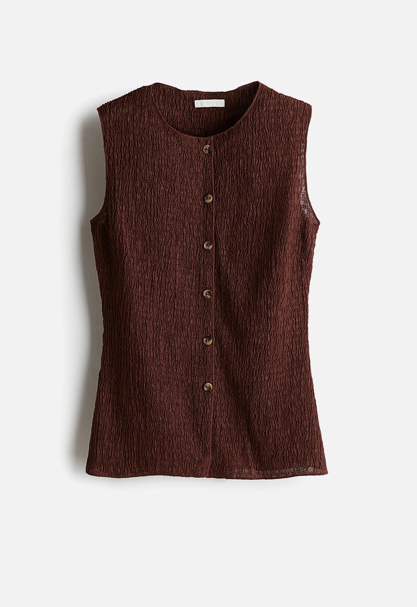 H&M - Textured jersey waistcoat - dark brown