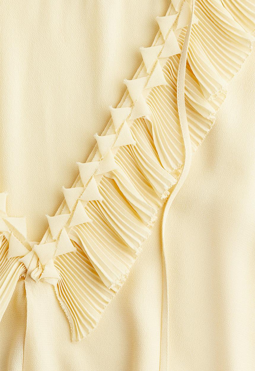 Ruffled tunic - pale yellow - 1284891001