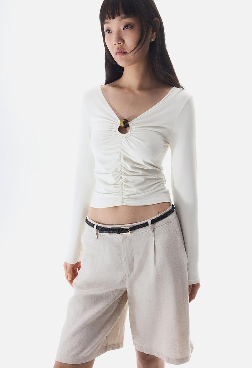 H&M - Gathered cut-out top - cream