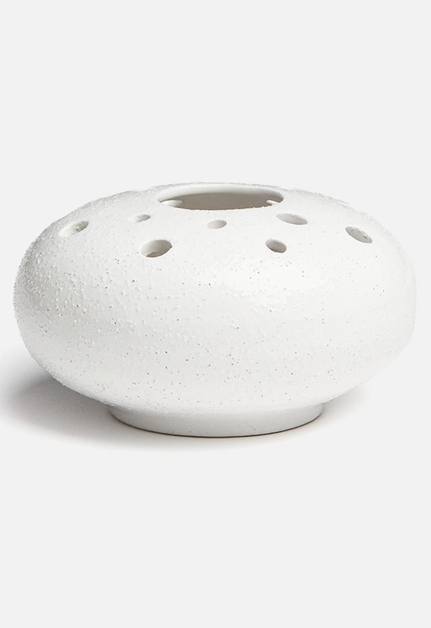 H&M - Low ikebana stoneware vase - white