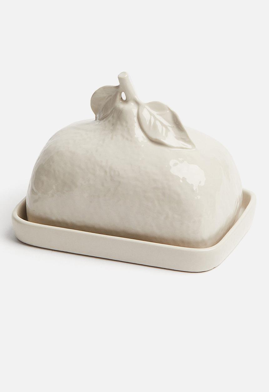 H&M - Stoneware butter dish - light beige 