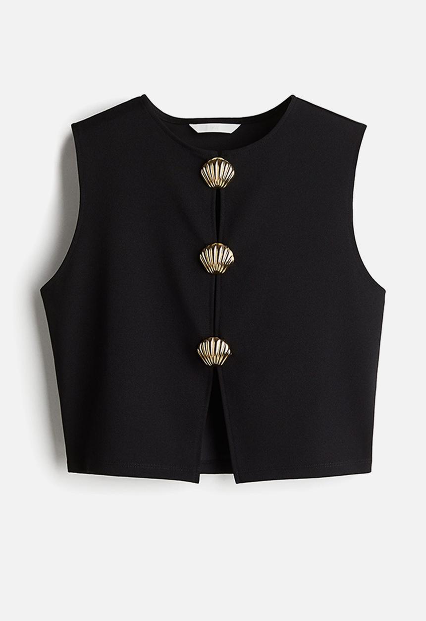 H&M - Button-decorated top - black