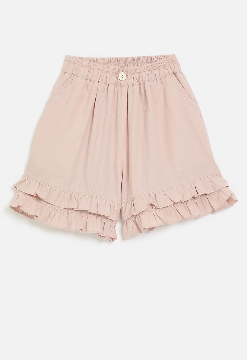 Pop Candy - Frilled hem shorts - dusty pink