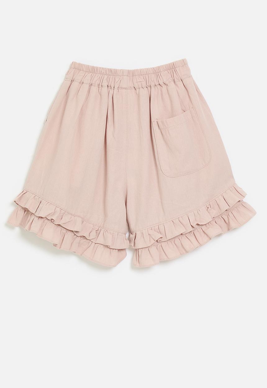 Pop Candy - Frilled hem shorts - dusty pink