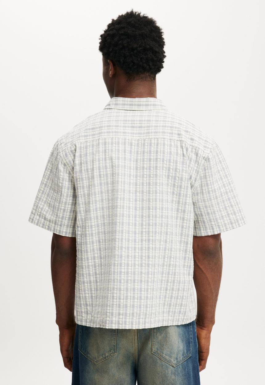 Cotton On - Darcy Short Sleeve Shirt - Off White Micro Check