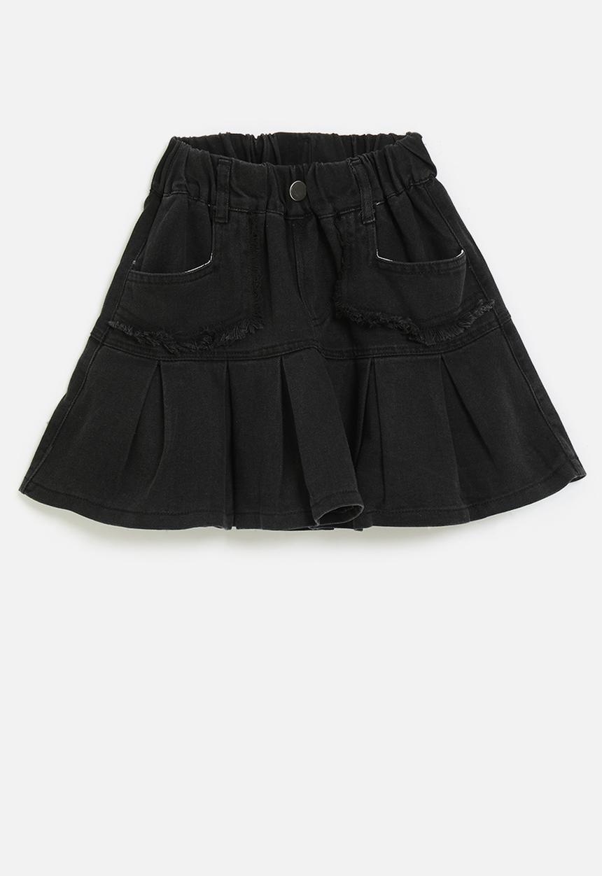 Pop Candy - Denim skirt with pleated hem - black