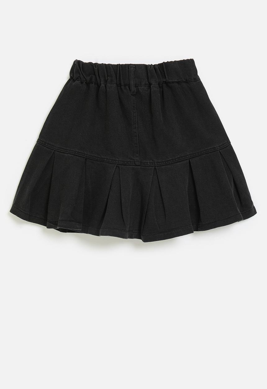 Pop Candy - Denim skirt with pleated hem - black