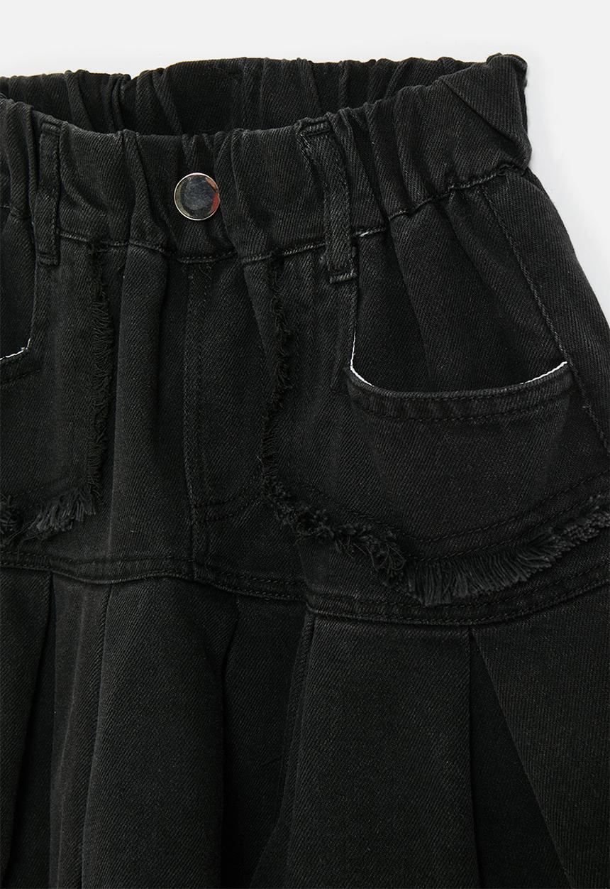 Pop Candy - Denim skirt with pleated hem - black