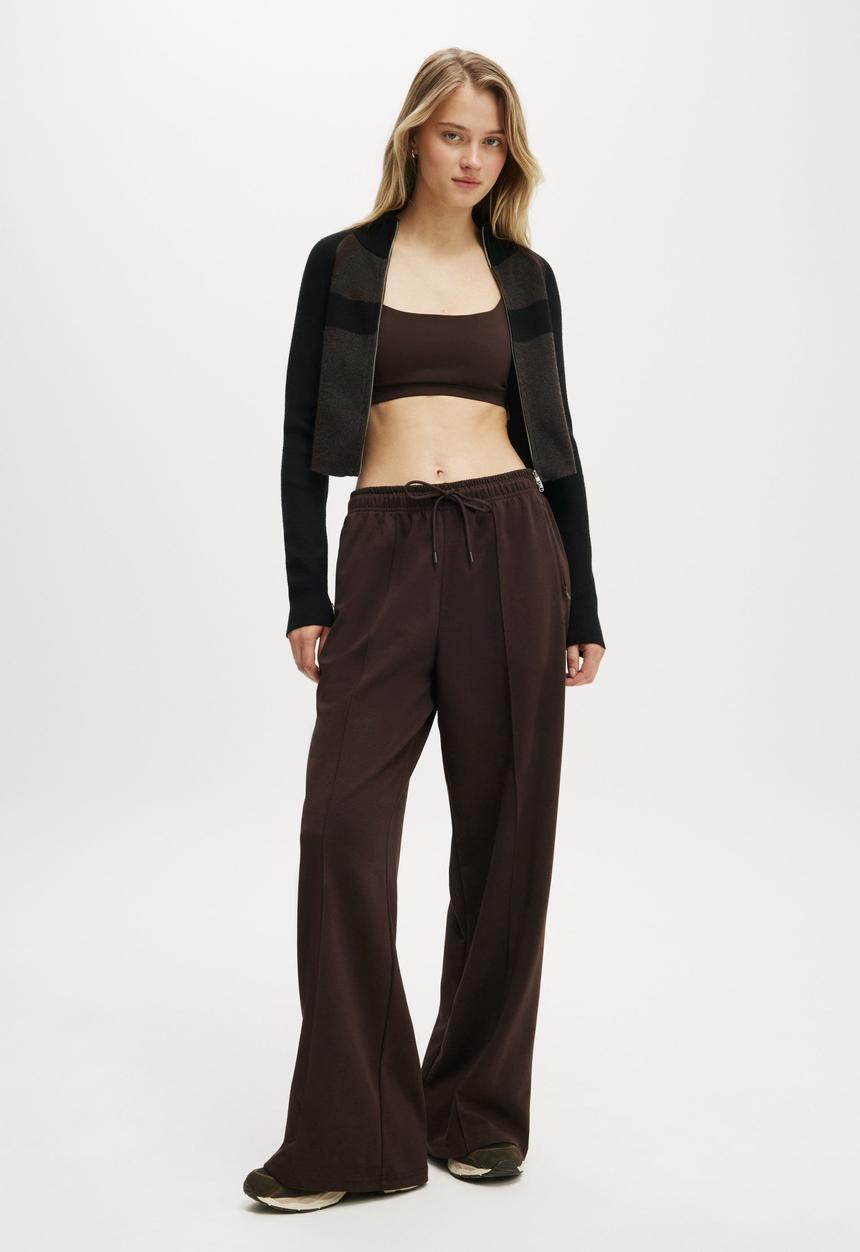 Cotton On - Wide Leg Retro Track Pant - French Roast