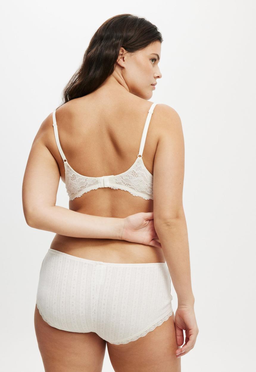 Cotton On - Organic Cotton Lace Boyshort Brief - Butterscotch Marle Pointelle
