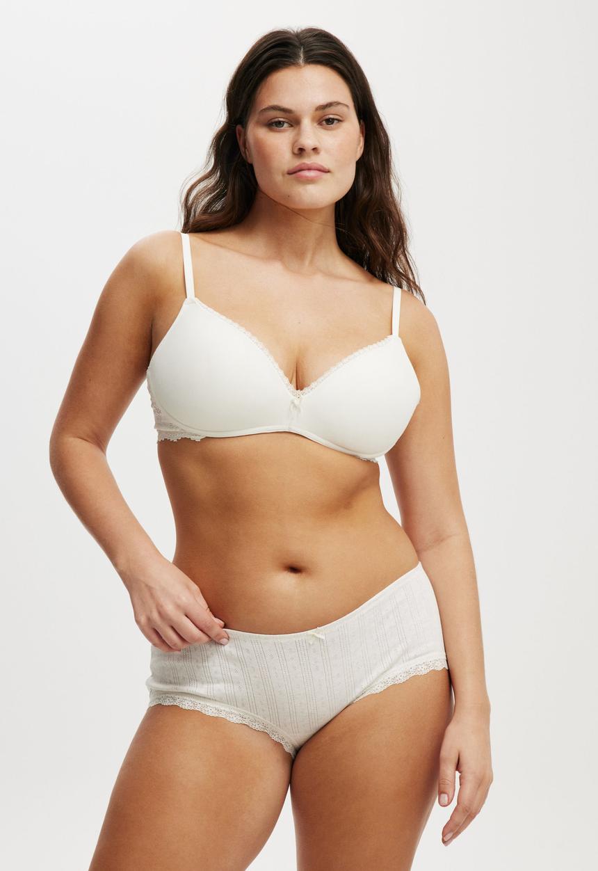 Cotton On - Organic Cotton Lace Boyshort Brief - Butterscotch Marle Pointelle