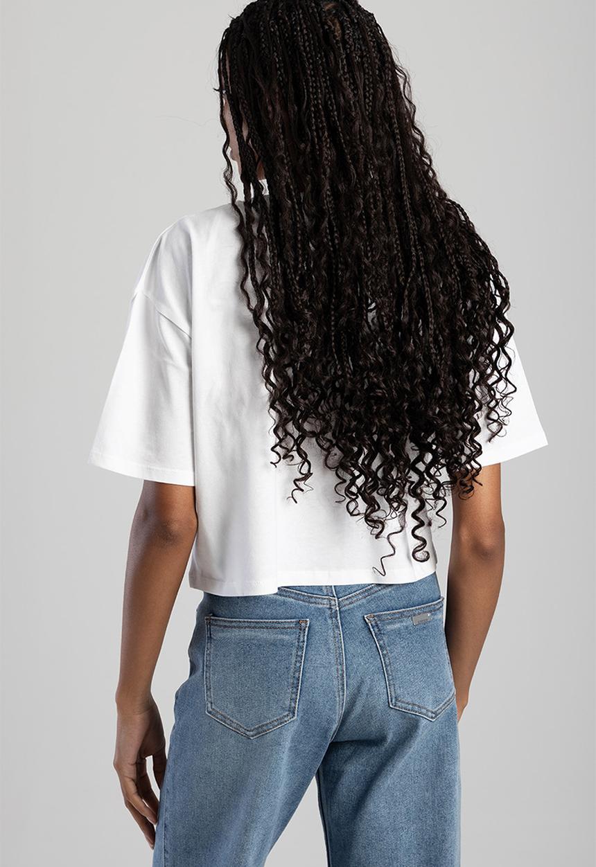 SISSY BOY - Call Me Yours: Boxy Top With Textured Bling Logo - White