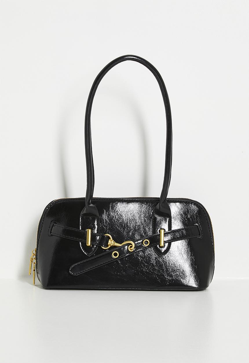 Tessa Design - Top handle belted shoulder bag - black