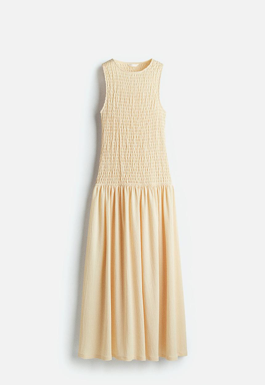 H&M - Smocked jersey dress - light beige