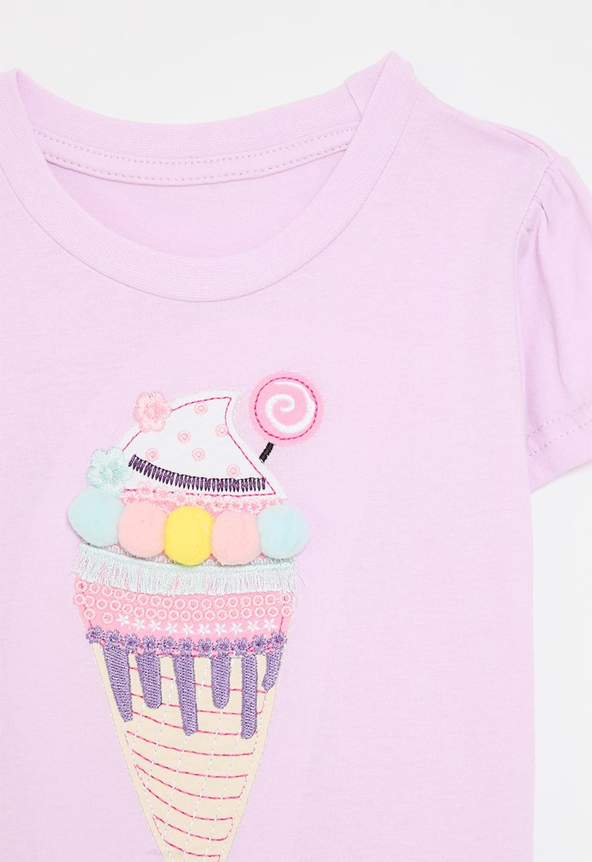 Pop Candy - Textured embroidery tee - lilac/gelato