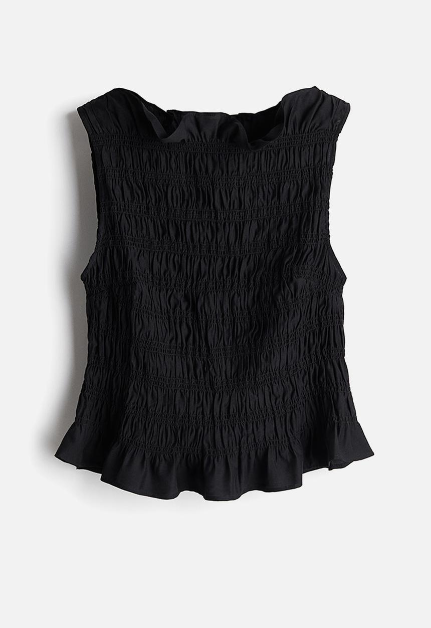 H&M - Smocked top - black