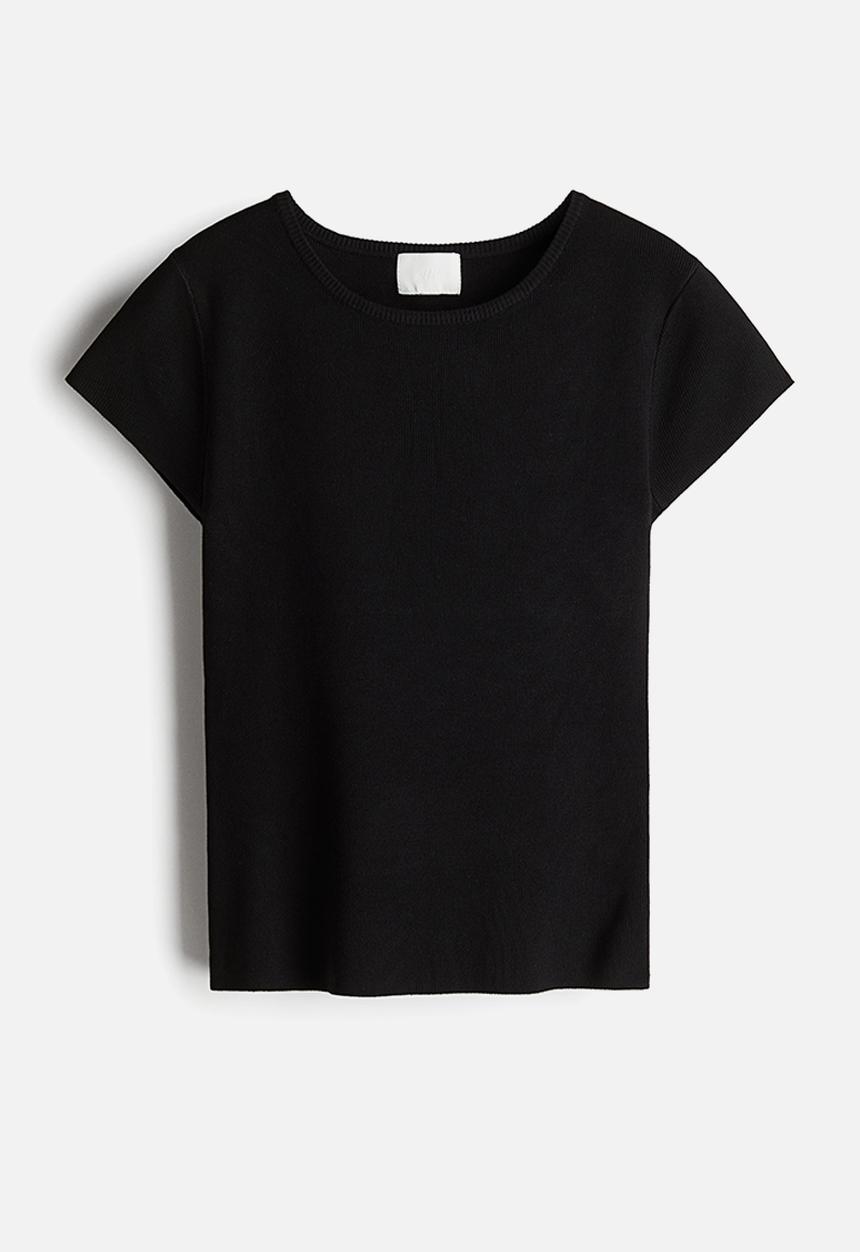 H&M - Fine-knit T-shirt - black