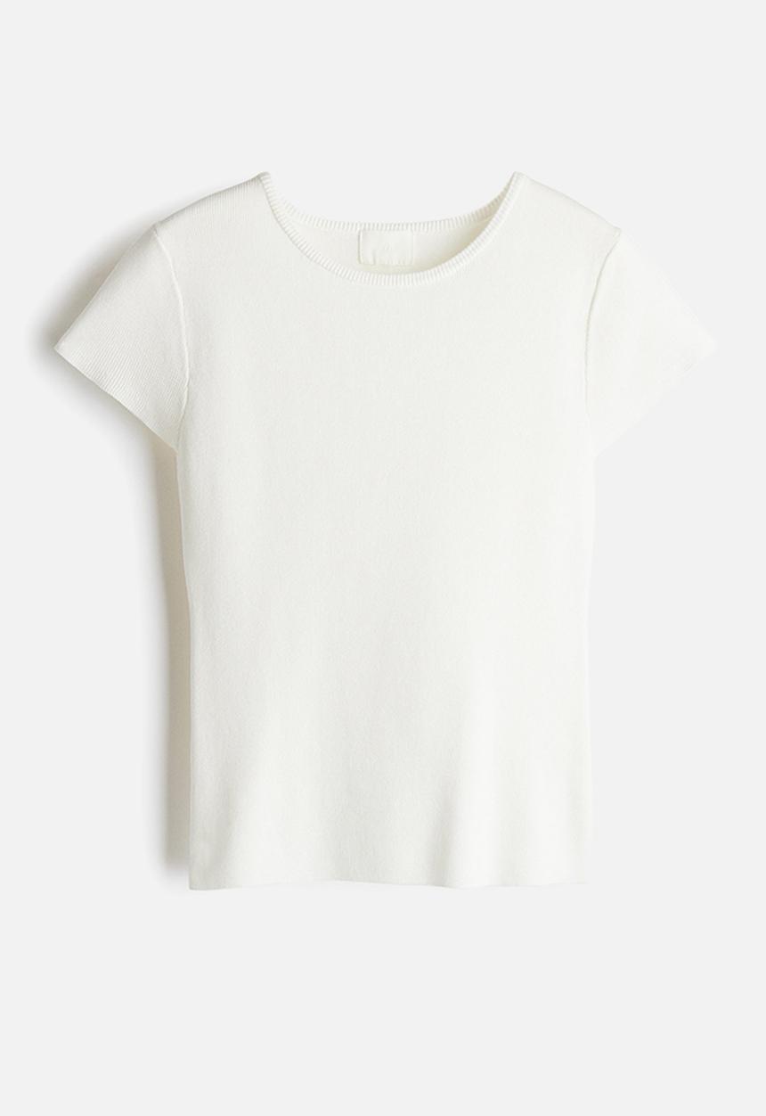 H&M - Fine-knit T-shirt - white