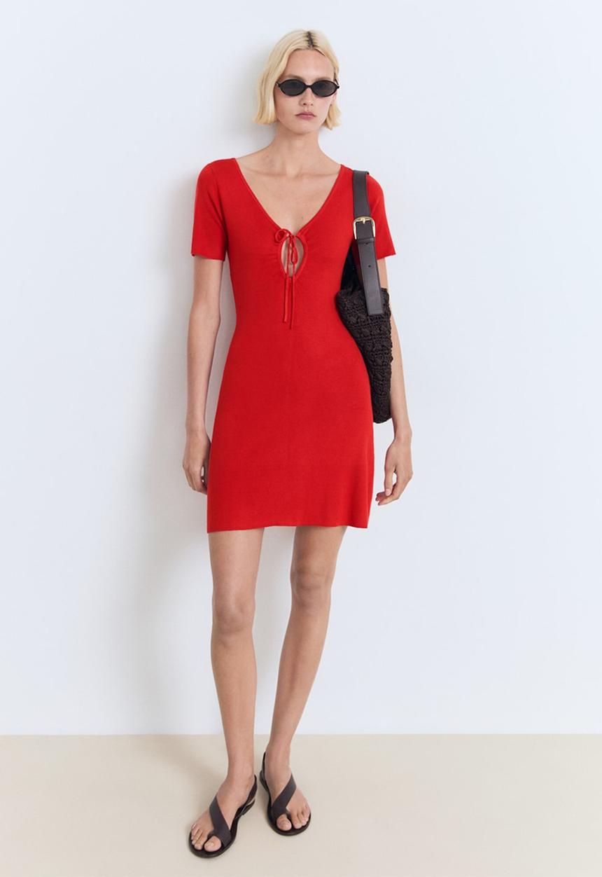 MANGO - Dress Foradada - Red
