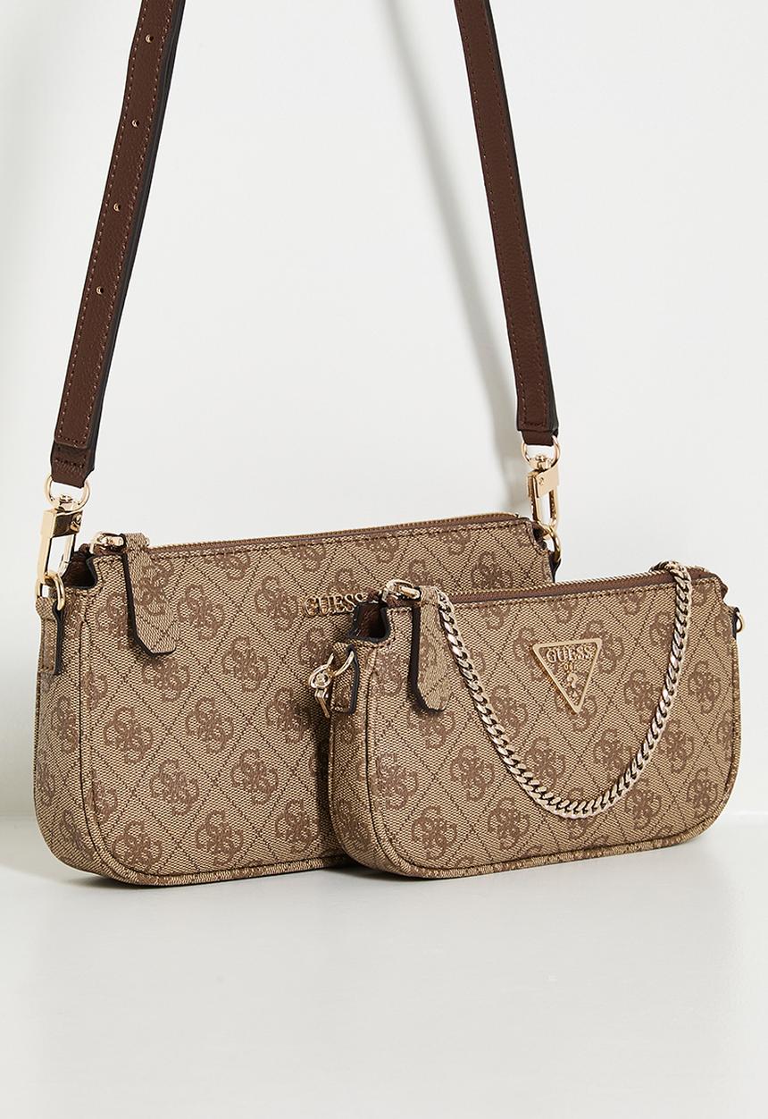 GUESS - Noelle Dbl Pouch Crossbody Bag - Brown