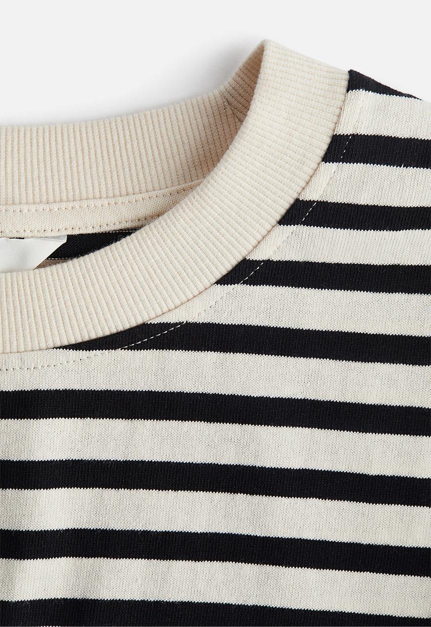 H&M - Cropped T-shirt - cream/striped