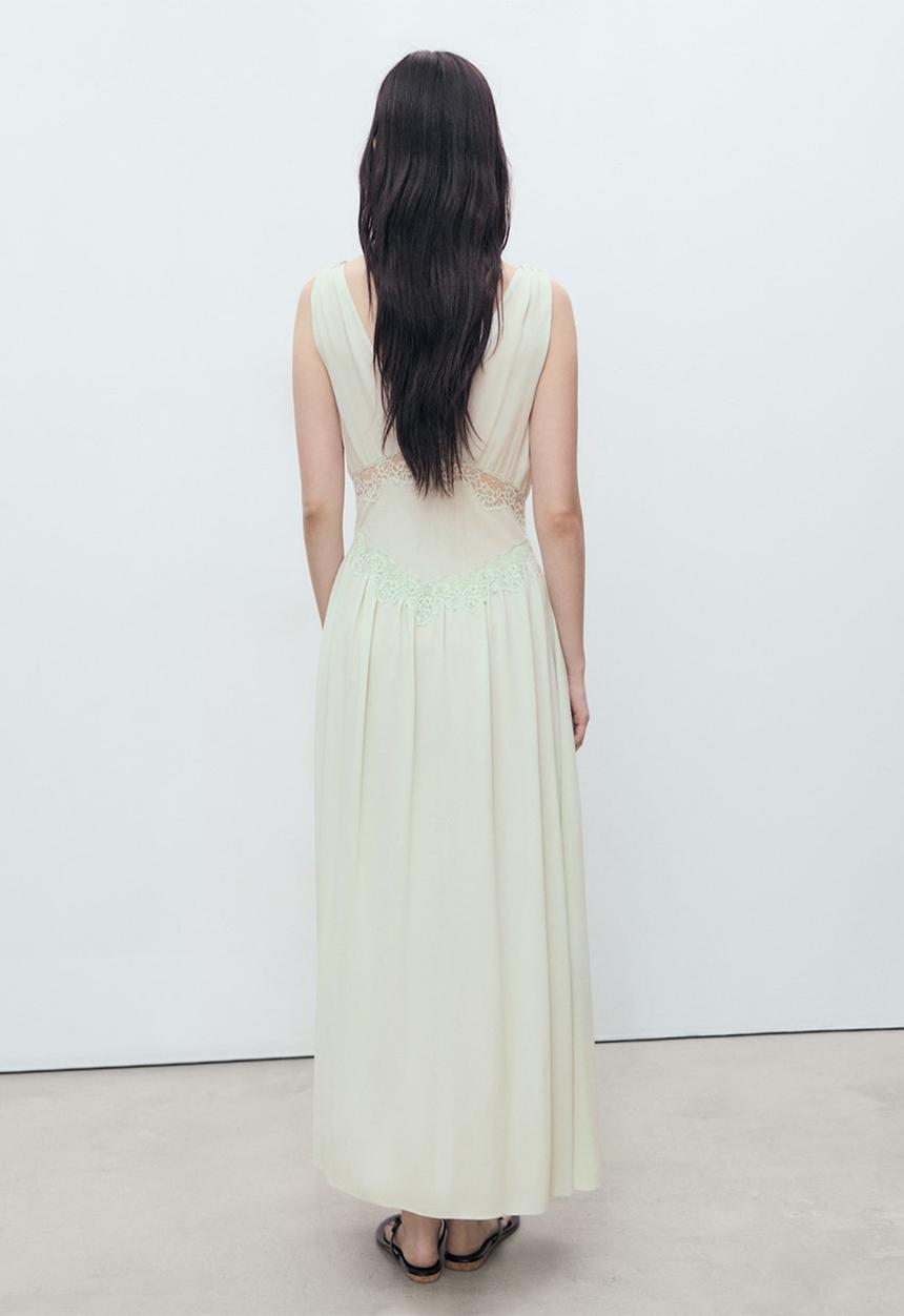 MANGO - Dress Greta - Light Pastel Green