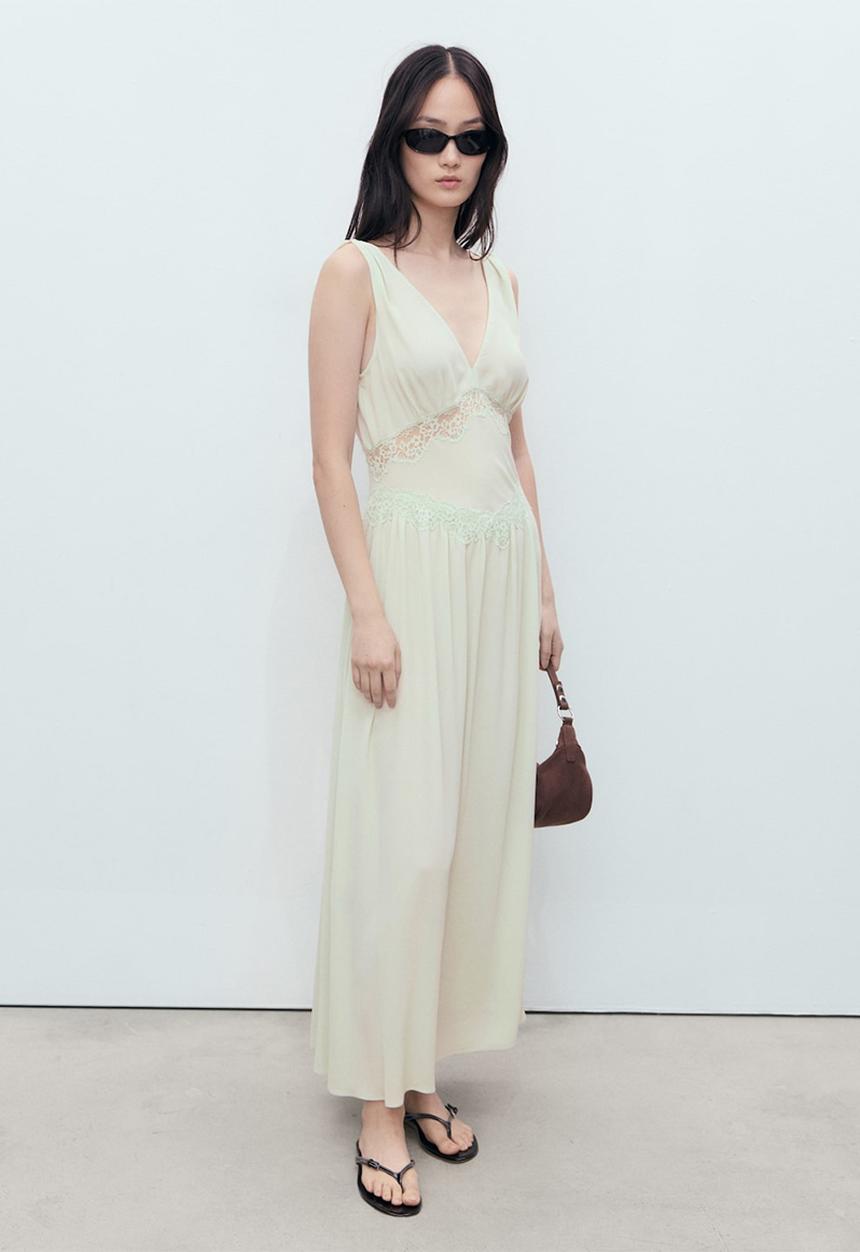 MANGO - Dress Greta - Light Pastel Green