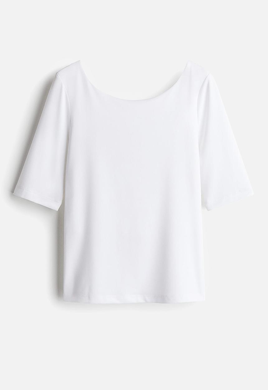 H&M - Ballerina-neckline top - white