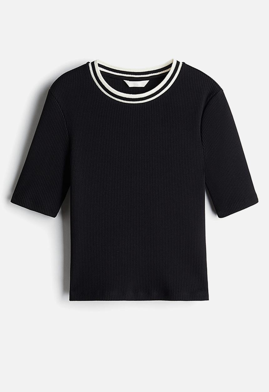 H&M - Fitted T-shirt - black