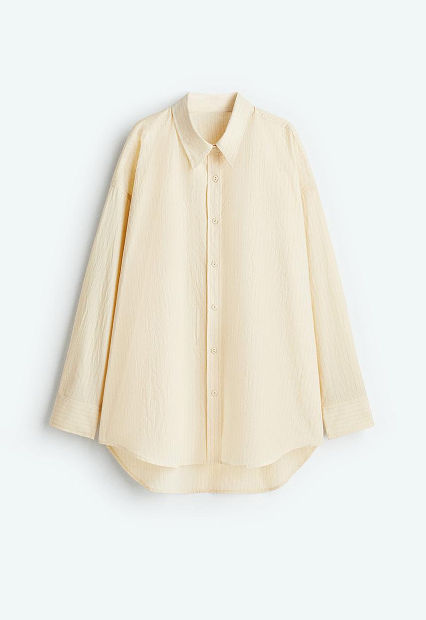 H&M - Oversized shirt - pale yellow/striped 